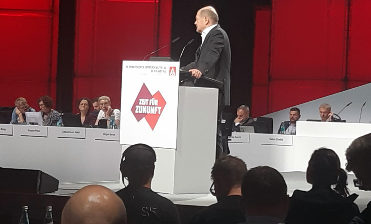 Sabrina berichtet vom 25. Ordentlichen Gewerkschaftstag der IG Metall 2023: Rede des Bundeskanzlers Olaf Scholz (SPD).